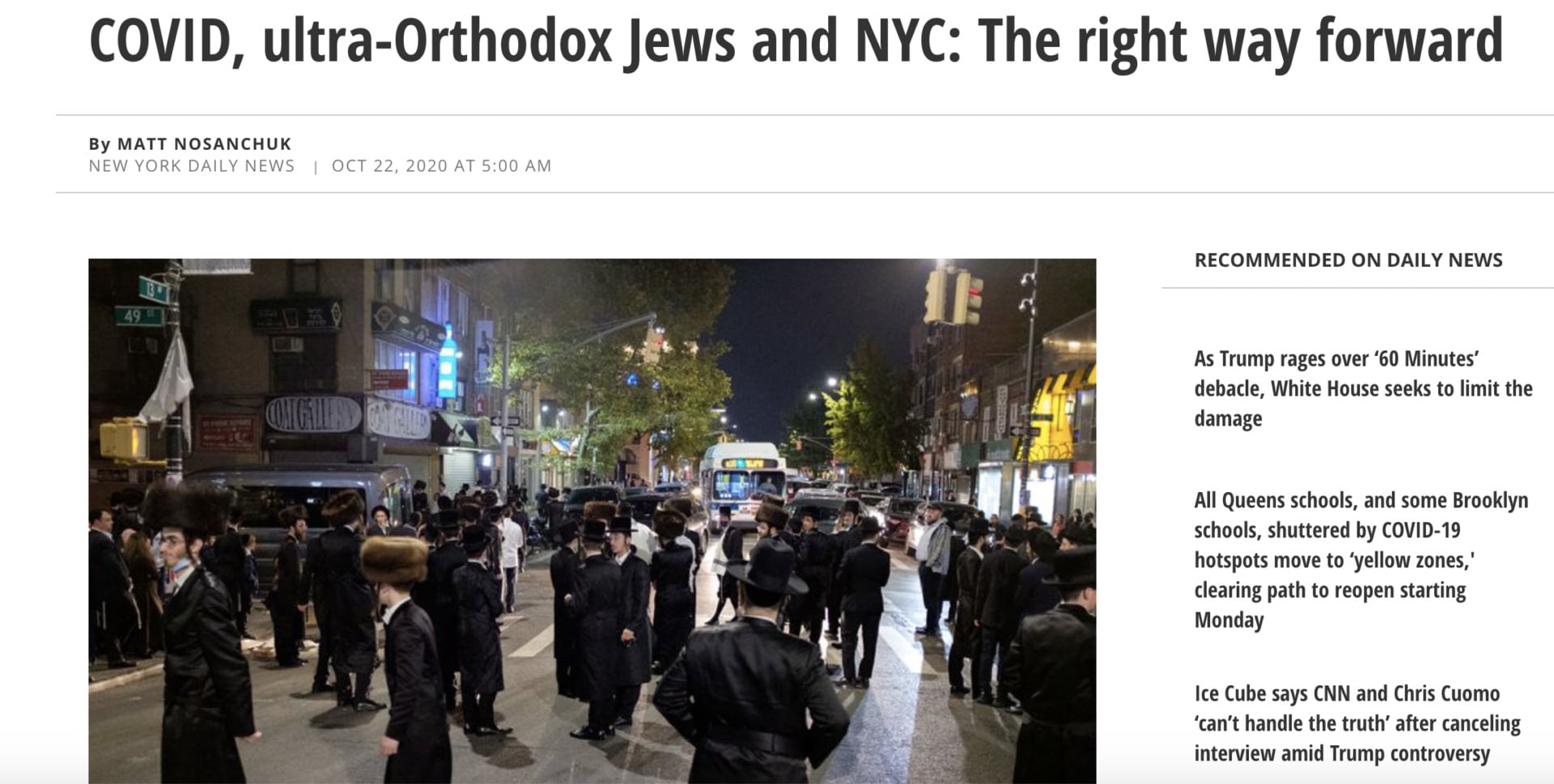Matt Nosanchuk in the New York Daily News: COVID, ultra-Orthodox Jews and NYC