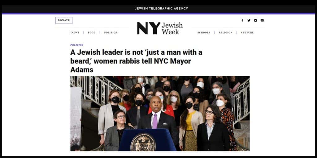 NY Jewish Week Article: About NYJA's Event with Mayor Eric Adams and Women Rabbis